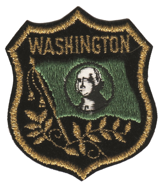 WASHINGTON mylar flag shield souvenir embroidered patch, WA