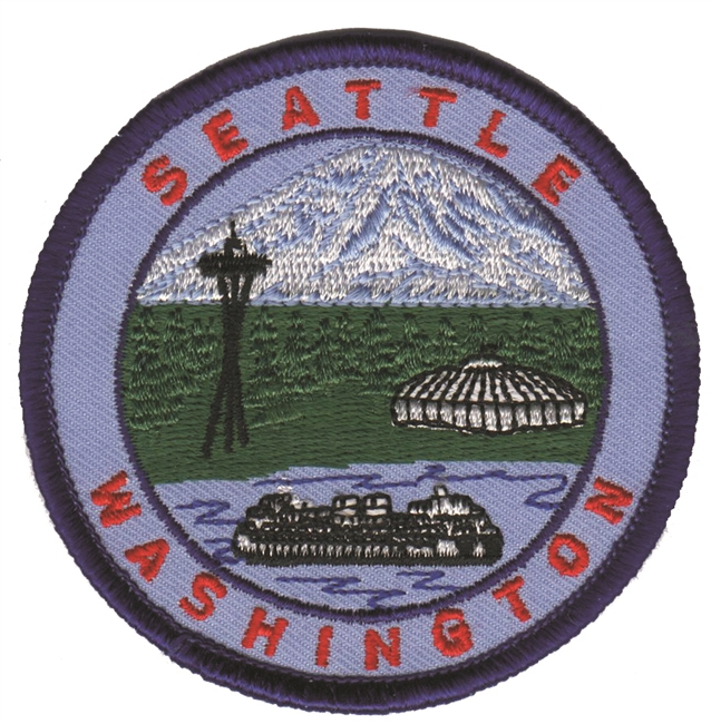 SEATTLE WASHINGTON  ferry, mtn, needle souvenir embroidered patch