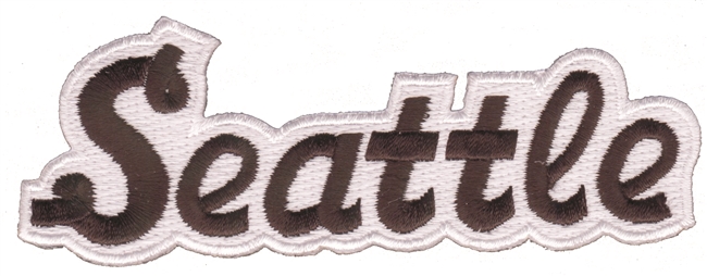 Seattle script black on white souvenir embroidered patch