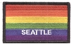 SEATTLE rainbow flag, black border embroidered patch, gay