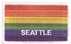 SEATTLE rainbow flag, white border embroidered patch