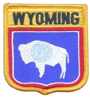 WYOMING medium flag shield uniform or souvenir embroidered patch, WY