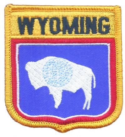 WYOMING medium flag shield uniform or souvenir embroidered patch, WY