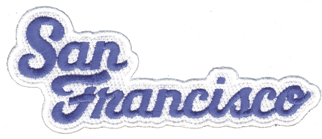 San Francisco script royal on white souvenir embroidered patch