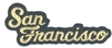 San Francisco script: metallic gold on black souvenir embroidered patch