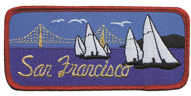 San Francisco bridge & sailboat souvenir embroidered patch