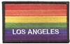 LOS ANGELES rainbow gay pride flag, black border embroidered patch