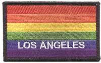 LOS ANGELES rainbow gay pride flag, black border embroidered patch