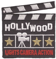 HOLLYWOOD LIGHTS CAMERA ACTION clapper souvenir embroidered patch