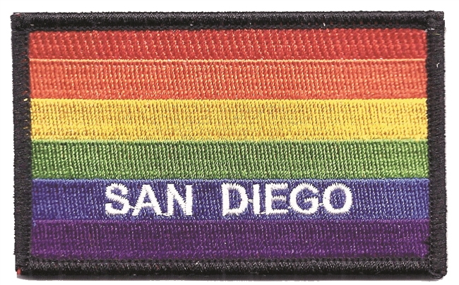 SAN DIEGO rainbow gay pride flag black border souvenir embroidered patch