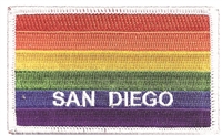 SAN DIEGO rainbow gay pride flag - white border - embroidered patch