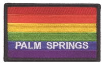 PALM SPRINGS rainbow gay flag, black border souvenir embroidered patch