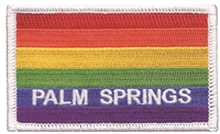 PALM SPRINGS rainbow gay flag with white border souvenir embroidered patch