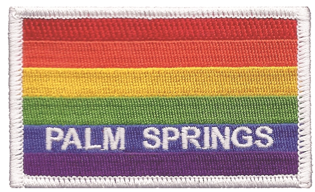 PALM SPRINGS rainbow gay flag with white border souvenir embroidered patch