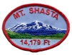 MT. SHASTA 14,179 Ft. oval; souvenir embroidered patch