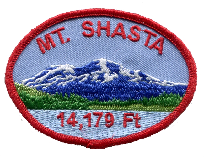 MT. SHASTA 14,179 Ft. oval; souvenir embroidered patch