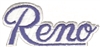 Reno script  royal blue on white souvenir embroidered patch