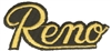 Reno script gold on black souvenir embroidered patch