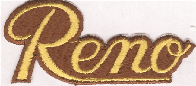 Reno script gold on brown souvenir embroidered patch