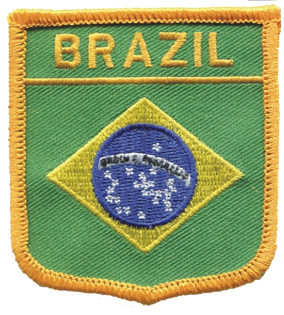 BRAZIL medium flag shield souvenir embroidered patch