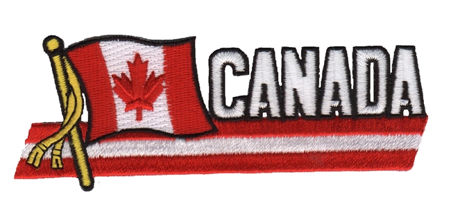 CANADA wavy flag ribbon souvenir embroidered patch