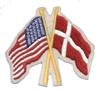 Denmark crossed USA flags souvenir embroidered patch