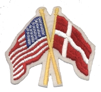 Denmark crossed USA flags souvenir embroidered patch