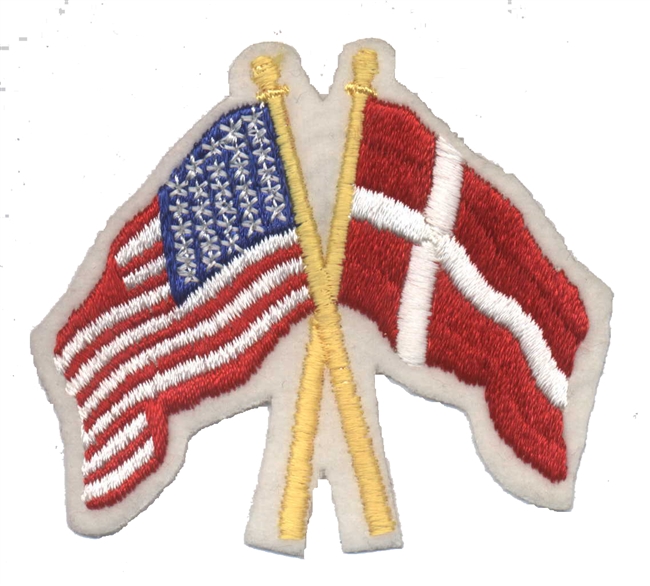 Denmark crossed USA flags souvenir embroidered patch