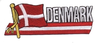 DENMARK wavy flag ribbon souvenir embroidered patch