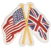 Great Britain & US flags crossed souvenir embroidered patch. England aka Union Jack aka United Kingdom aka UK flag