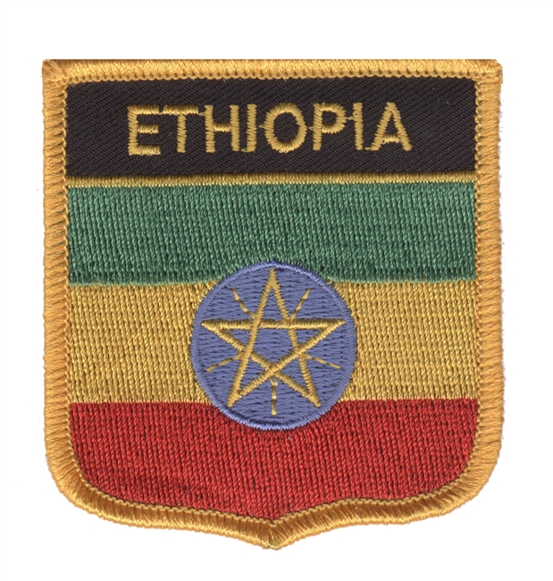 ETHIOPIA medium flag shield souvenir embroidered patch