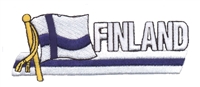 FINLAND wavy flag ribbon souvenir embroidered patch