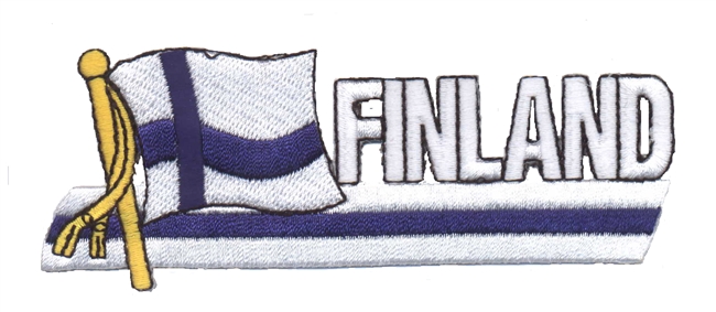 FINLAND wavy flag ribbon souvenir embroidered patch