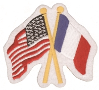 France & US flags crossed souvenir embroidered patch