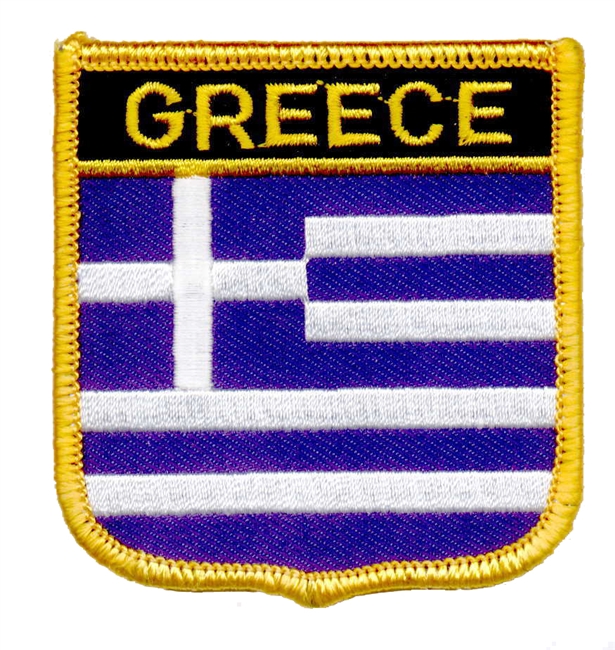 GREECE medium flag shield - souvenir embroidered patch