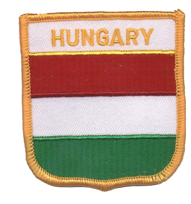 HUNGARY medium flag shield souvenir embroidered patch