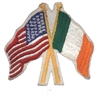 Ireland crossed USA flags souvenir embroidered patch