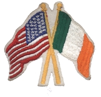Ireland crossed USA flags souvenir embroidered patch