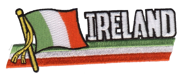 IRELAND wavy flag ribbon souvenir embroidered patch