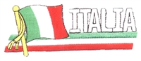 ITALIA wavy flag ribbon souvenir embroidered patch