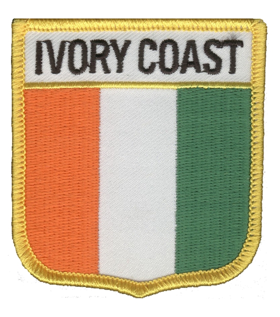 IVORY COAST medium flag shield souvenir embroidered patch