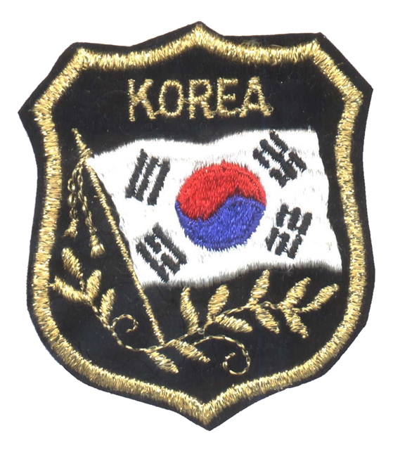 KOREA mylar flag shield souvenir embroidered patch