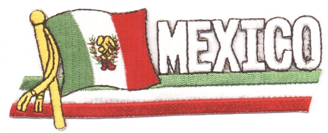 MEXICO wavy flag ribbon souvenir embroidered patch