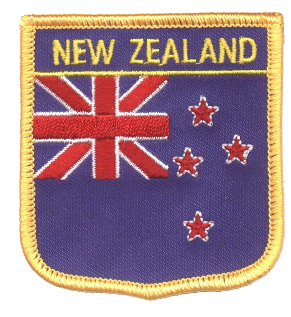 NEW ZEALAND medium flag shield souvenir embroidered patch