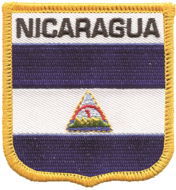 NICARAGUA medium flag  shield souvenir embroidered patch