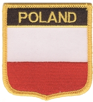 POLAND medium flag shield souvenir embroidered patch
