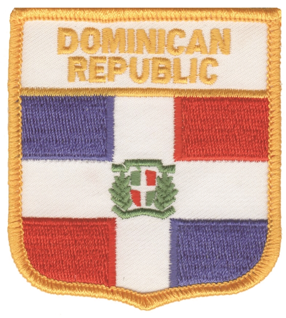 DOMINICAN REPUBLIC medium flag shield souvenir embroidered patch