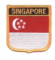 SINGAPORE medium flag shield souvenir embroidered patch