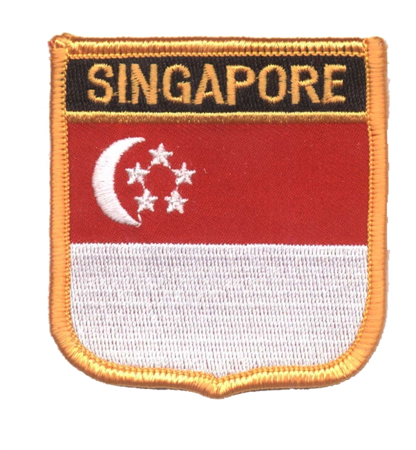 SINGAPORE medium flag shield souvenir embroidered patch