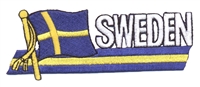 SWEDEN wavy flag ribbon souvenir embroidered patch